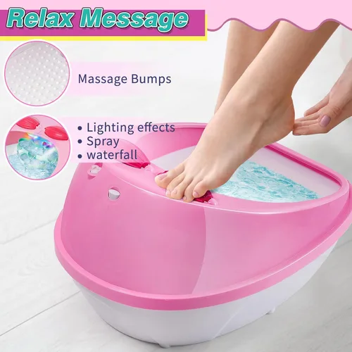 Vista 4 de Juego de spa de pies y uñas para niños, kit de día de spa para niñas, bañera de masaje de pies y secador de uñas, juguetes de manicura, pedicura