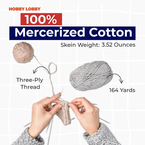 Vista 3 de Hilo Bee 4 - Mediano – Rollo Suave – 164 Yardas de Hilo de Algodón Mercerizado para Tejer Mantas, Sombreros y Más – Suministros para Artesanías