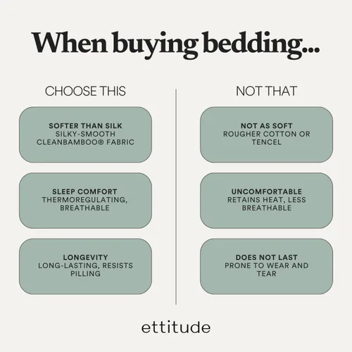 Vista 8 de ettitude Juego de sábanas estándar 100% lyocell de bambú orgánico, nube (blanco), matrimonial, sábanas transpirables, ropa de cama, satén, tela a