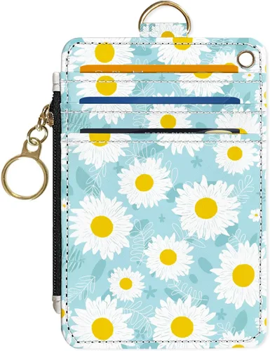 Vista 10 de Portafolios delgados con soporte para tarjeta de crédito, funda delgada de cuero PU con bloqueo RFID para viajes con ventana para ID, regalos