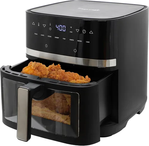 Vista 9 de MegaChef Cesta doble para freír de 4.8 cuartos de galón, eléctrica digital, 1700 W, freidora de aire de temperatura ajustable, freidora de encimera