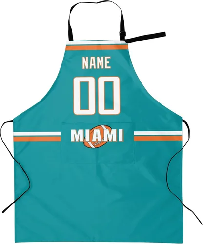 Vista 33 de Delantal con bolsillos, nombre personalizado y número, regalos personalizados para hombres y mujeres fanáticos del fútbol