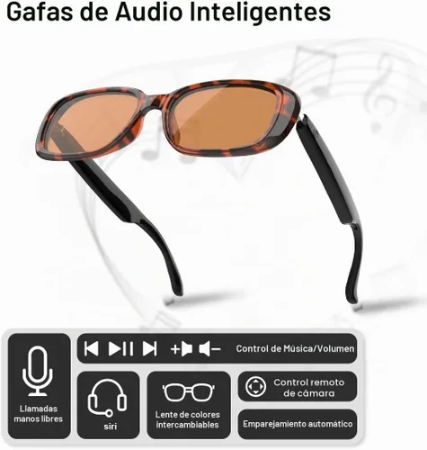 Vista 3 de Gafas de sol inteligentes con audio Bluetooth con altavoces, protección UV400, lentes de bloqueo de luz azul para hombres y mujeres Uf-17