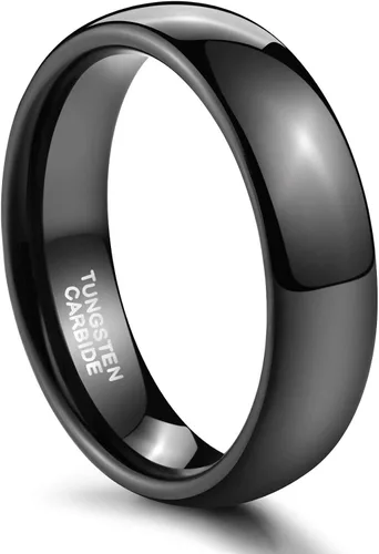 Vista 2 de TRUMIUM - Anillo de matrimonio de tungsteno negro para hombres y mujeres, ancho de 564, 532, 1564 y 516 pulgadas (2 mm 4 mm 6 mm 8 mm), abovedado