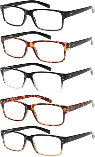 Vista 20 de Kerecsen Paquete de 4 Gafas de Lectura para Hombres y Mujeres con Bisagras de Resorte, Anteojos de Lectura Rectangulares Negros Ligeros