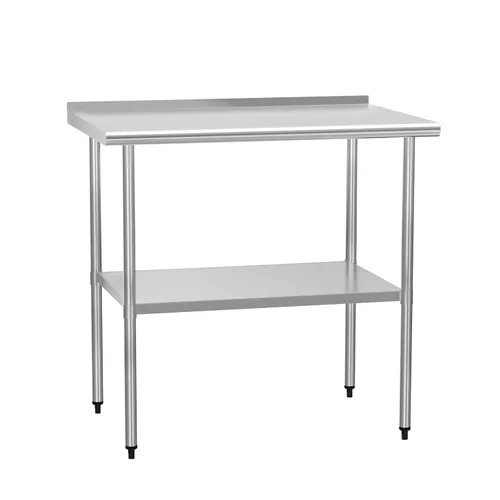 Vista 21 de Mesa de preparación y trabajo de acero inoxidable con estante ajustable y salpicadero, isla de cocina con almacenamiento, estaciones de trabajo Mesa