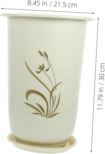 Vista 4 de balacoo Maceta de arcilla morada, maceta de orquídea con platillo con soporte, maceta para suculentas, contenedor pequeño para plantas, decoración