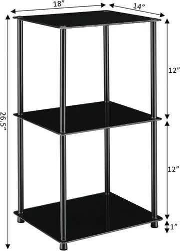 Vista 3 de Convenience Concepts Designs2Go Midnight Classic - Mesa cuadrada de cristal de 3 niveles, cristal negro