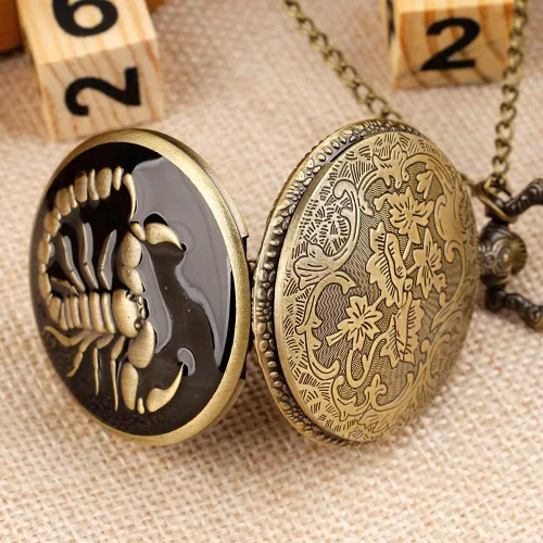 Vista 5 de Whodoit Mens Quartz Pocket Watch Green Eyes Round Case Shape Pendant Necklace Pocket Watch