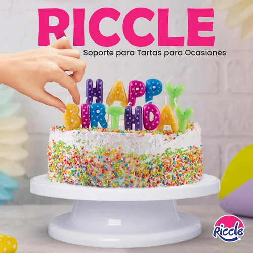 Vista 8 de Riccle Kit de decoración de pasteles de 94 piezas con plato giratorio para pasteles - Incluye 50 piezas de bolsas de repostería desechables de 16