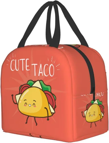 Vista 2 de Lonchera Kawaii de comida rápida con diseño de taco, reutilizable, para viajes, picnic, compras, trabajo, contenedor de alimentos para mujeres