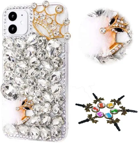 Vista 12 de Sparkle - Funda para teléfono compatible con iPhone 11, elegante, hecha a mano en 3D, con diseño de diamantes de imitación, diseño de diamantes