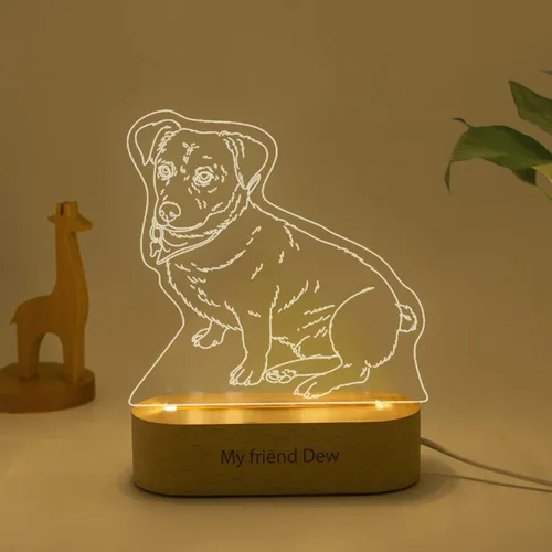 Vista 6 de Lámpara de mesa personalizada con ilusión 3D para dormitorio, retratos grabados con imagen personalizada, luz nocturna, esperando que los padres