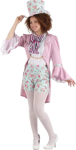 Vista 8 de Adult Pretty Mad Hatter Costume Women's Alice in Wonderland Costume Pink Mad Hatter