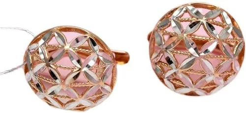 Vista 6 de SAGEKING 2024 New 585 Purple Gold Plated 14K Rose Gold Openwork Round Flower Earrings For Women Elegant Charm Fashion Engagement Jewelry Fashion