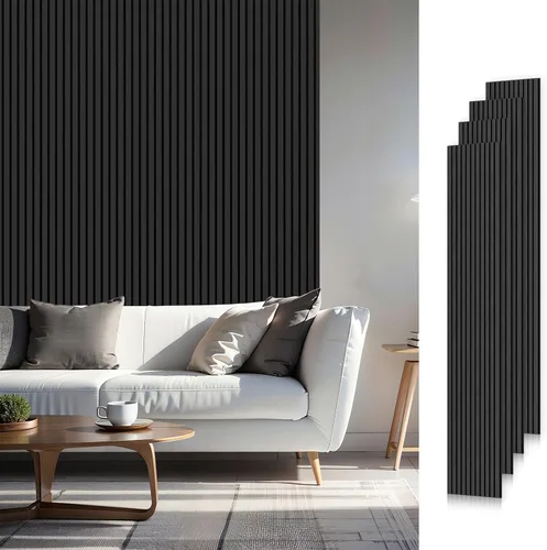 Vista 7 de SMARTSTANDARD Paneles acústicos de listones de madera de muestra, panel de pared de listones de madera insonorizado, nogal, paquete de muestra