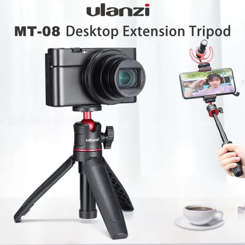 Vista 4 de MT-08 Mini trípode negro para cámara, trípode universal de tornillo de 1/4 pulgadas compatible con DJI OSMO Pocket 3/Insta 360 x 5/OSMO
