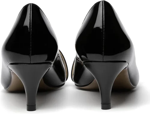 Vista 4 de ROSERWISH Zapatos de vestir de tacón bajo con patente para mujer, para fiesta, sexy, para fiesta, boda, patente, gatito, zapatos de vestir de 2