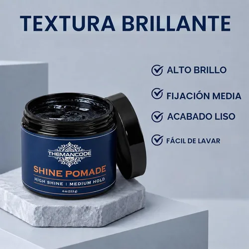 Vista 3 de THEMANCODE Pomada para hombres, fijación media y alto brillo, 4 onzas