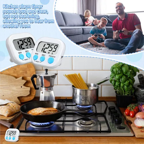 Vista 5 de Kanayu Paquete de 48 temporizadores de cocina digitales a granel magnéticos para profesores de aula, interruptor de encendido/apagado, alarma