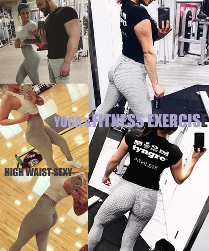 Vista 2 de AIMILIA - Leggings deportivos sexys para mujer, de cintura alta, anti-celulitis, con control de abdomen y levantamiento de glúteos, ideales