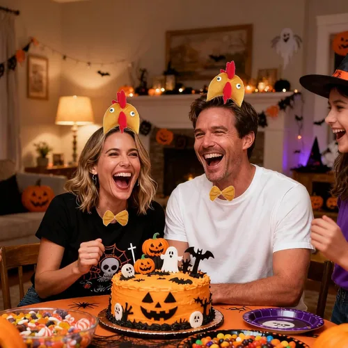 Vista 2 de 3 piezas de disfraz de animal, gallo de pollo, accesorios para la diadema para disfraz de Halloween
