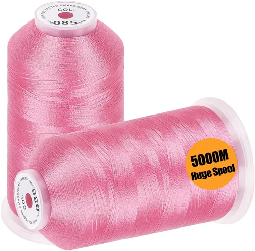 Vista 19 de New brothread - 2 bobinas enormes de 5000 m cada una de hilo de poliéster para máquina de bordar 40WT para máquinas comerciales y domésticas