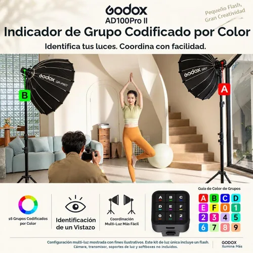 Vista 4 de Godox AD100Pro II AD100 Pro II 100Ws TTL Flash, 2.4G Wireless X System