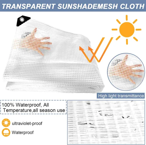 Vista 3 de STARPYNG - Lona transparente/blanca de 10 mil de 10 x 12 pies - Lona de malla transparente resistente - Lona impermeable, resistente a los rayos UV