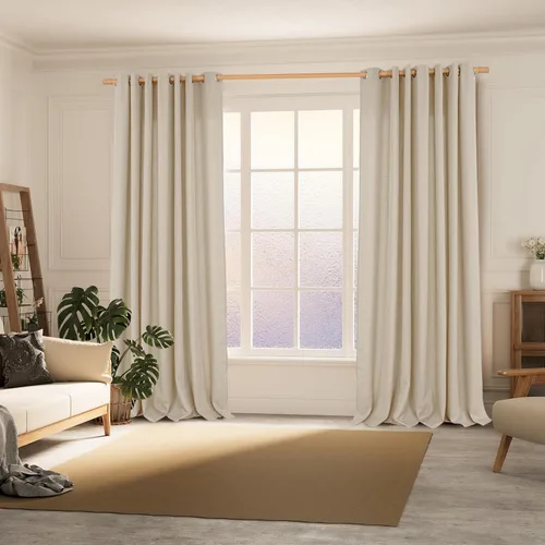 Vista 185 de BGment Cortinas de Lino Beige de 63 Pulgadas de Largo 2 Paneles - Tratamientos para Ventanas con Textura de Arpillera Filtrantes de Luz Cortinas B