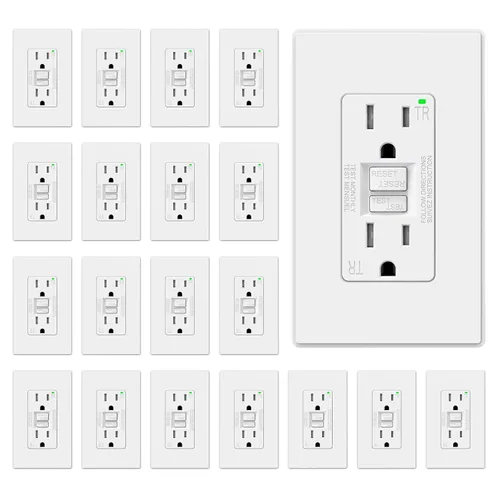 Vista 17 de ELEGRP Toma GFCI de 15 amperios, toma eléctrica GFI de autoprueba con diseño más delgado, receptáculo GFCI resistente a manipulaciones TR