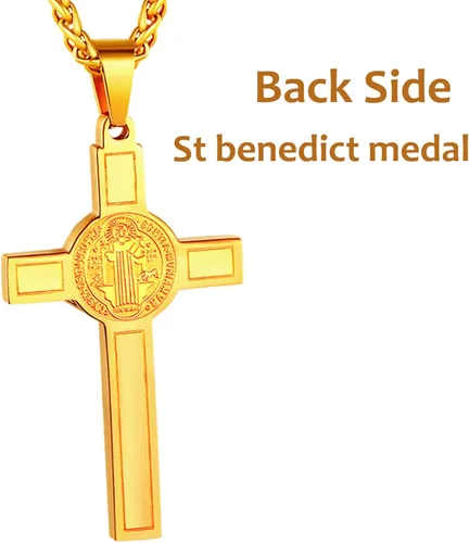Vista 4 de U7 Russian Orthodox Cross PendantPraying HandsIchthys Sign for Men Women Stainless Steel 18K Gold Plated Jesus Pendant Christian Religious Necklaces