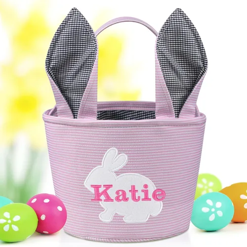 Vista 16 de Canastas de Pascua personalizadas para niños, conejo azul, 018B-azul