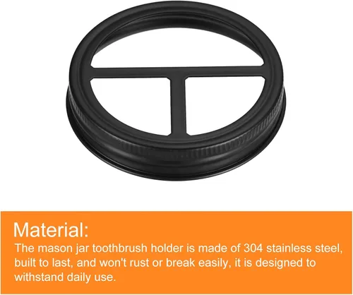 Vista 3 de uxcell Mason Jar - Tapa para cepillo de dientes, 1 unidad, acero inoxidable 304, boca ancha, accesorios de baño para 2 cepillos de dientes y pasta