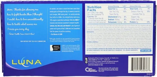 Vista 6 de LUNA BAR - Barras de aperitivos sin gluten - Magdalena de chocolate - 0.28 oz de proteína - Sin OMG - Snacks saludables a base de plantas - Snacks