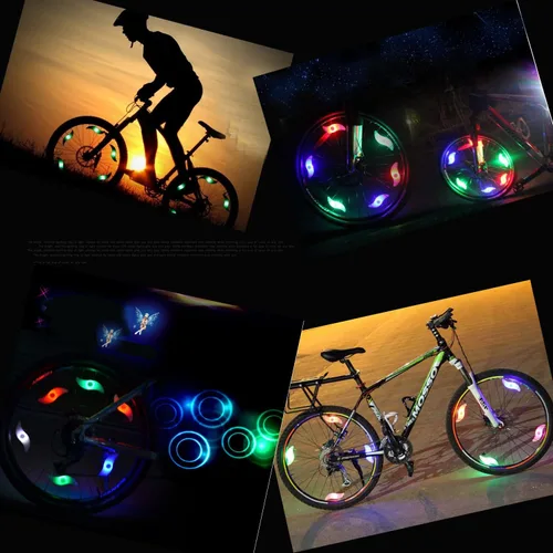 Vista 9 de 5 luces LED coloridas para rueda de bicicleta, impermeable, fácil de instalar, luces LED con 3 modos, para decoración de radios de bicicleta