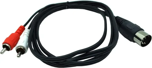 Vista 2 de Cable DIN de 5 pines a RCA, 5 pies/4.9 ft, enchufe macho DIN a 2 RCA macho cable adaptador de audio para sistemas electrofónicos Bang & Olufsen, DIN