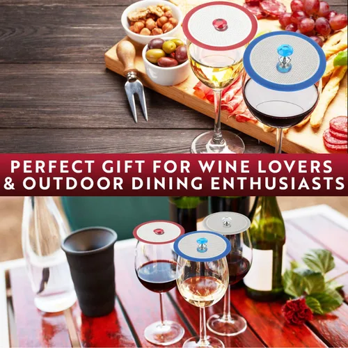 Vista 9 de Fundas de lujo para copas de vino de acero inoxidable, juego de 4 fundas para copas de bebidas al aire libre sin insectos para vino, café, té