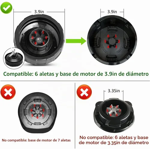 Vista 5 de Cuchilla extractor hembra de 6 aletas para Ninja Auto iQ Blender