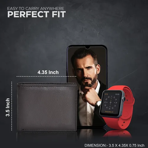 Vista 6 de Carteras RFID delgadas para hombres - Cartera de bolsillo frontal de piel genuina