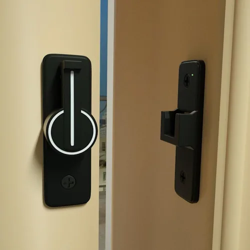 Vista 4 de INIRET Paquete de 2 Pestillos Luminosos Negros de 90 Grados para Puerta de Granero, Pestillos Pesados para Puerta Corredera de Granero, Cerradura