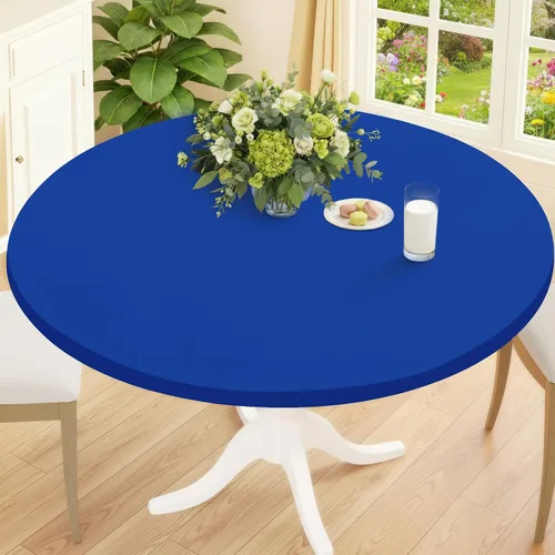 Vista 22 de Smiry Mantel Redondo de Spandex, Manteles Elásticos Ajustados Lavables para Mesas de 18"-24", Cubierta de Mesa de Pícnic Elástica Impermeable