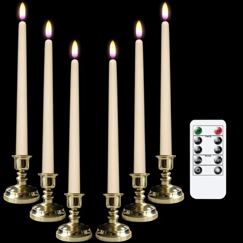 Vista 12 de Velas alargadas decorativas sin llama, con control remoto y temporizador