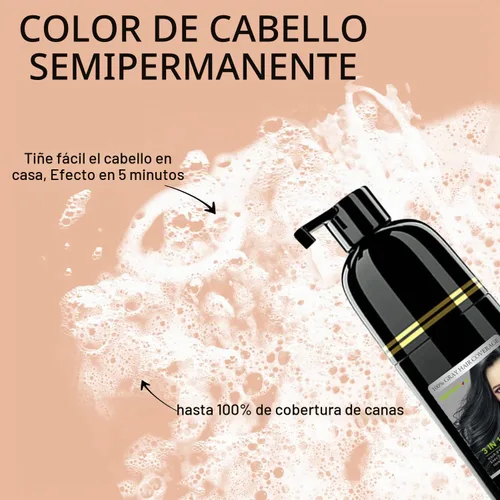 Vista 6 de Tinte negro semipermanente 3 en 1 para el cabello, 13.5 onzas líquidas, cobertura del 100% de las canas, champú de color para el cabello