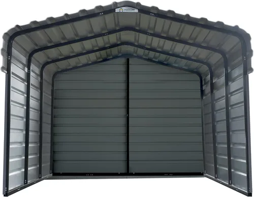Vista 19 de Arrow Carports - Cochera de acero galvanizado, kit de cochera de metal compacto, 10 x 15 x 7 pies, cáscara de huevo Eggshell