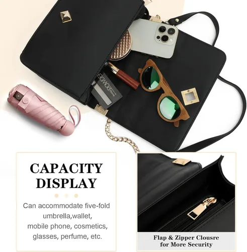 Vista 3 de Ynport Bolso cruzado acolchado de moda para mujer, bolso clásico para mujer, bolso pequeño de cuero para el hombro, bolso de noche