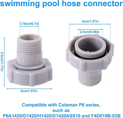Vista 3 de 2 piezas de repuesto para piscina Coleman, tapa de válvula de drenaje y conector de manguera compatible con accesorios de piscina Coleman, piezas