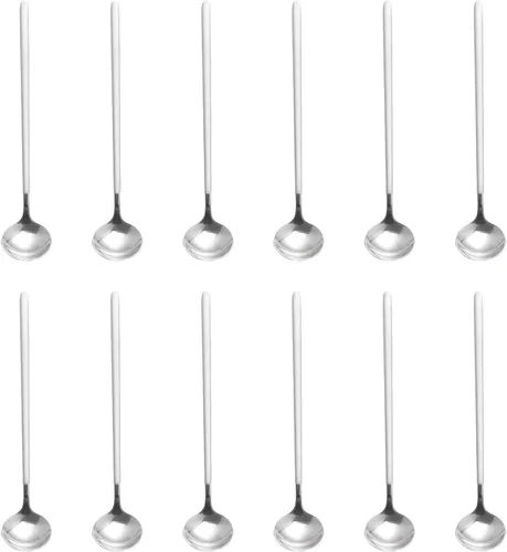 Vista 20 de 6 cucharas de café negras, cucharas de café espresso de acero inoxidable 18/8, mini cuchara de té Vogue de 5.2 pulgadas, cuchara pequeña agitadora