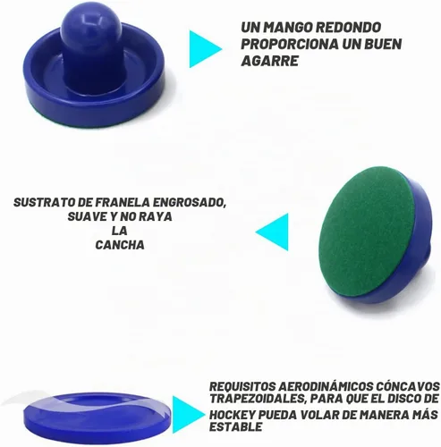 Vista 3 de Air Hockey Pucks and Pushers Replacement Set, Table Accessories Azul/Negro