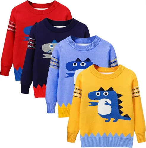Vista 2 de FYQCY Suéter de punto para bebé, niña, niño, sudadera cálida con cuello redondo, manga larga, 59.1 ft